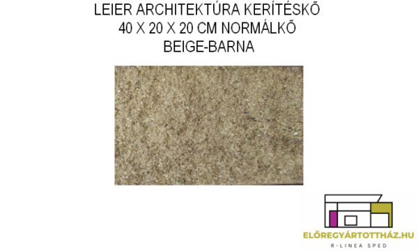 LEIER KAISERSTEIN ARCHITEKTÚRA KERÍTÉS NORMÁLKŐ 40 X 20 X 20 CM BEIGE-BARNA
