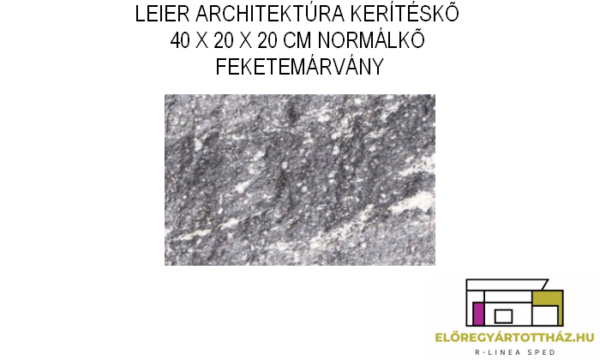 LEIER KAISERSTEIN ARCHITEKTÚRA KERÍTÉS NORMÁLKŐ 40 X 20 X 20 CM FEKETEMÁRVÁNY