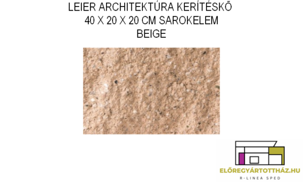LEIER KAISERSTEIN ARCHITEKTÚRA KERÍTÉS SAROKELEM 40 X 20 X 20 CM BEIGE