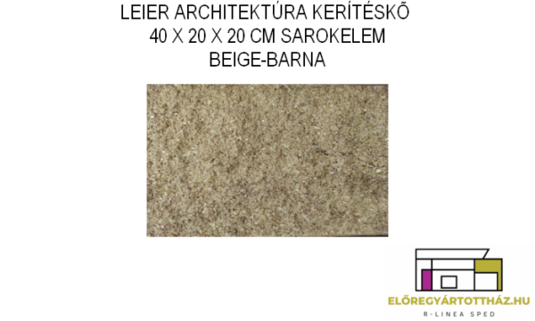 LEIER KAISERSTEIN ARCHITEKTÚRA KERÍTÉS SAROKELEM 40 X 20 X 20 CM BEIGE-BARNA