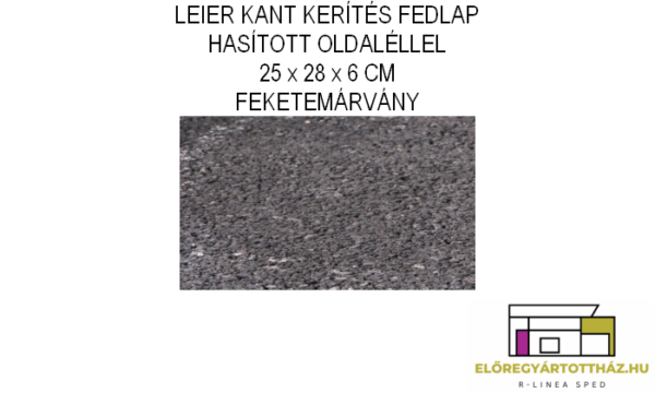 LEIER KAISERSTEIN KANT FEDLAP HASÍTOTT OLDALÉLLEL 25 x 28 x 6 CM FEKETEMÁRVÁNY