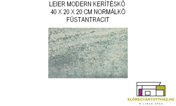 LEIER KAISERSTEIN MODERN KERÍTÉS NORMÁLKŐ 40 X 20 X 20 CM FÜSTANTRACIT